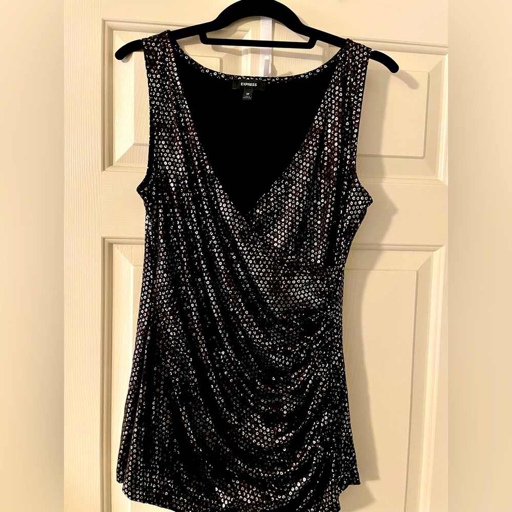 Express Snake Print Surplice Rouched Top sz M